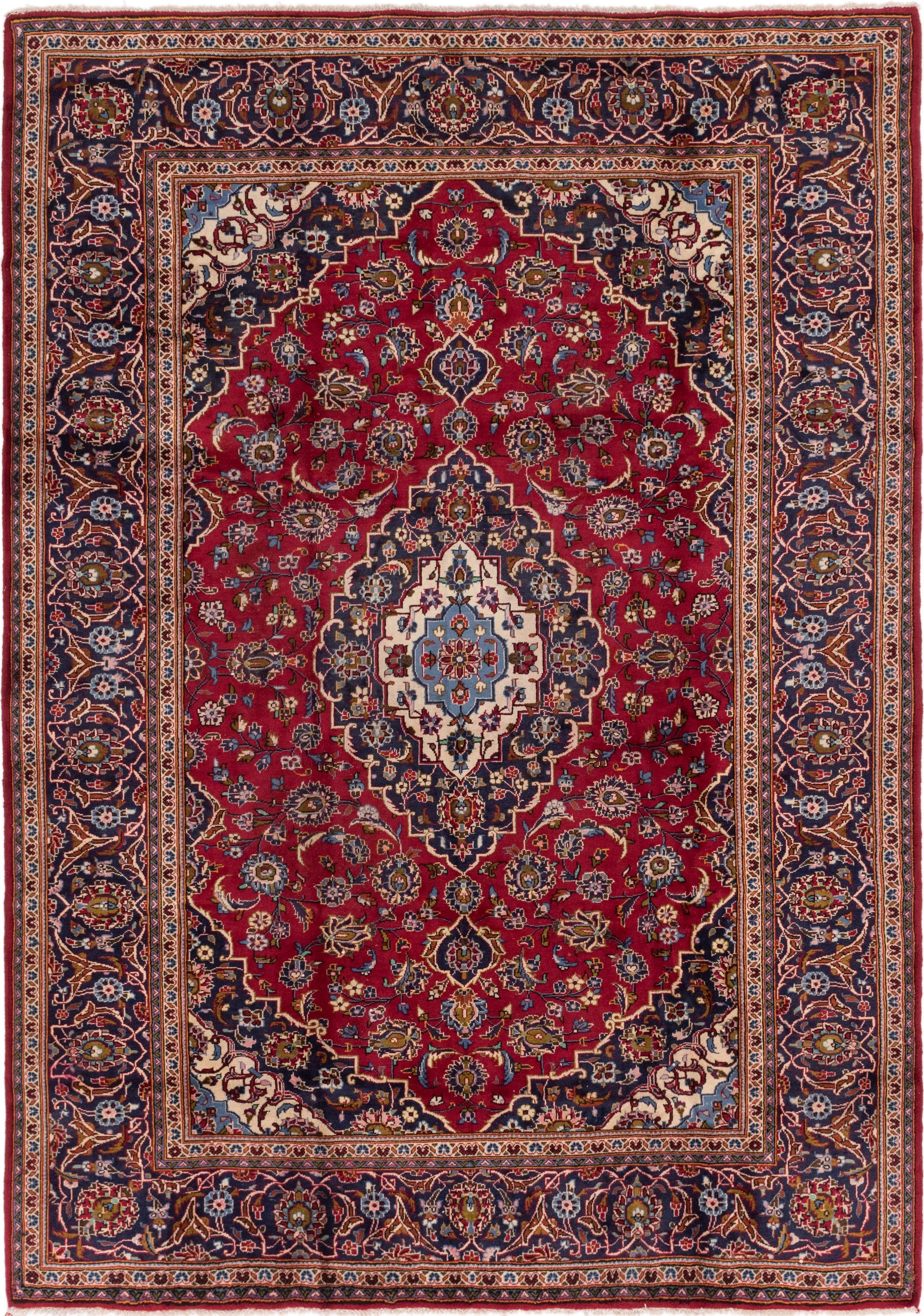 8' x 11' 4 Hand Knotted Kashan Persian Wool Rug