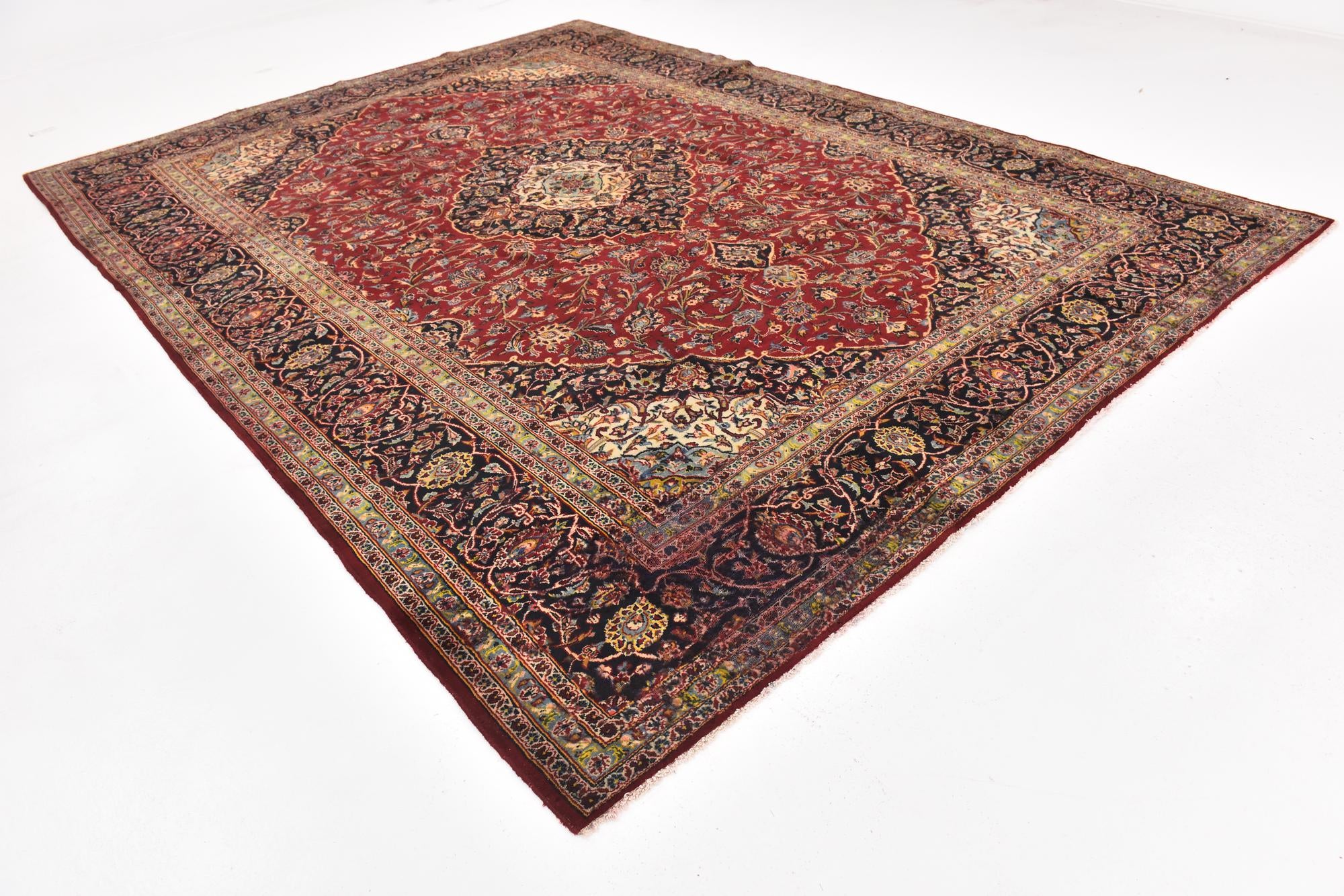 9' 9 x 13' 4 Hand Knotted Kashan Persian Wool Rug