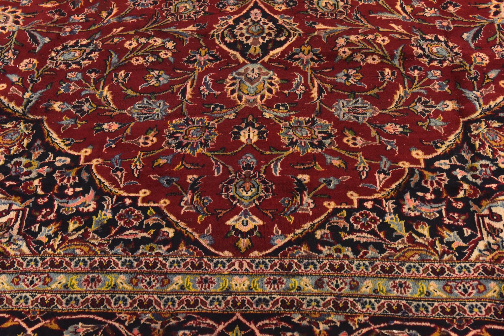 9' 9 x 13' 4 Hand Knotted Kashan Persian Wool Rug