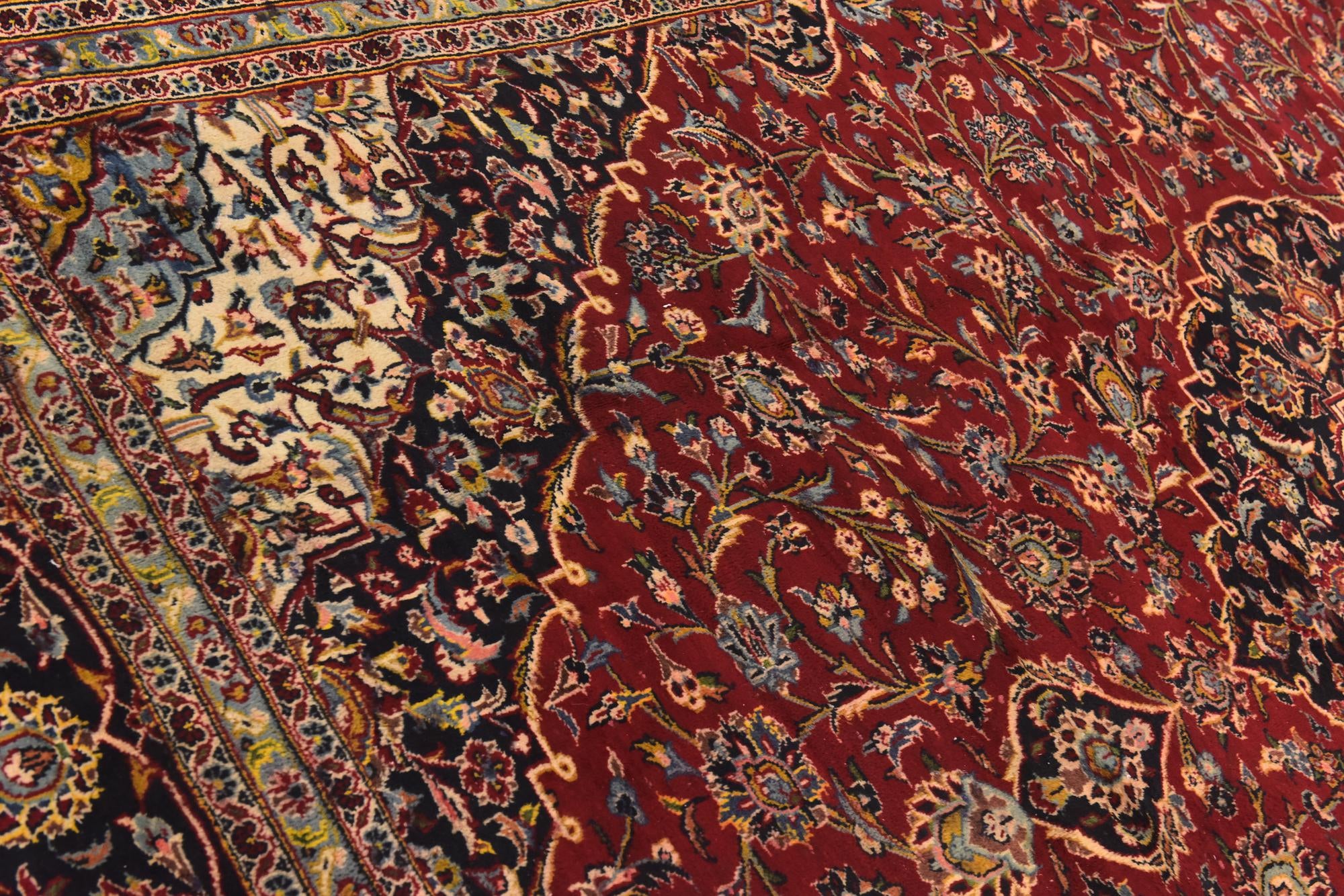 9' 9 x 13' 4 Hand Knotted Kashan Persian Wool Rug