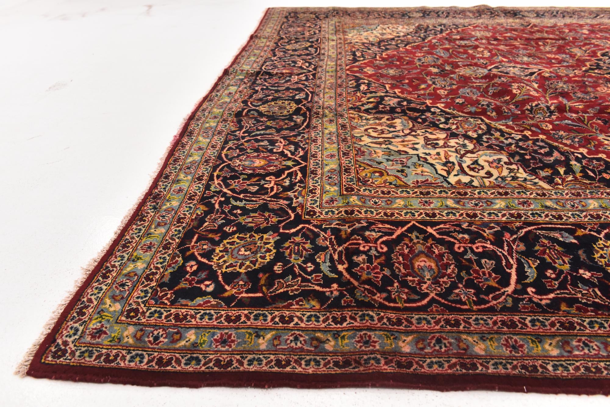 9' 9 x 13' 4 Hand Knotted Kashan Persian Wool Rug