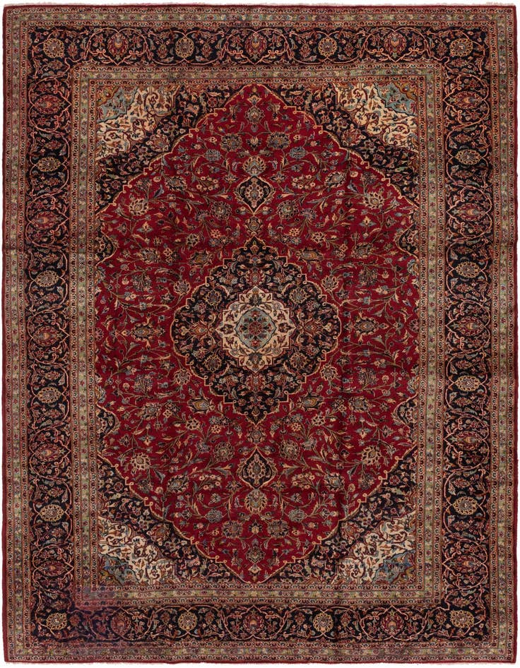 Detail image of 9' 9 x 13' 4 Hand Knotted Kashan Persian Wool Rug