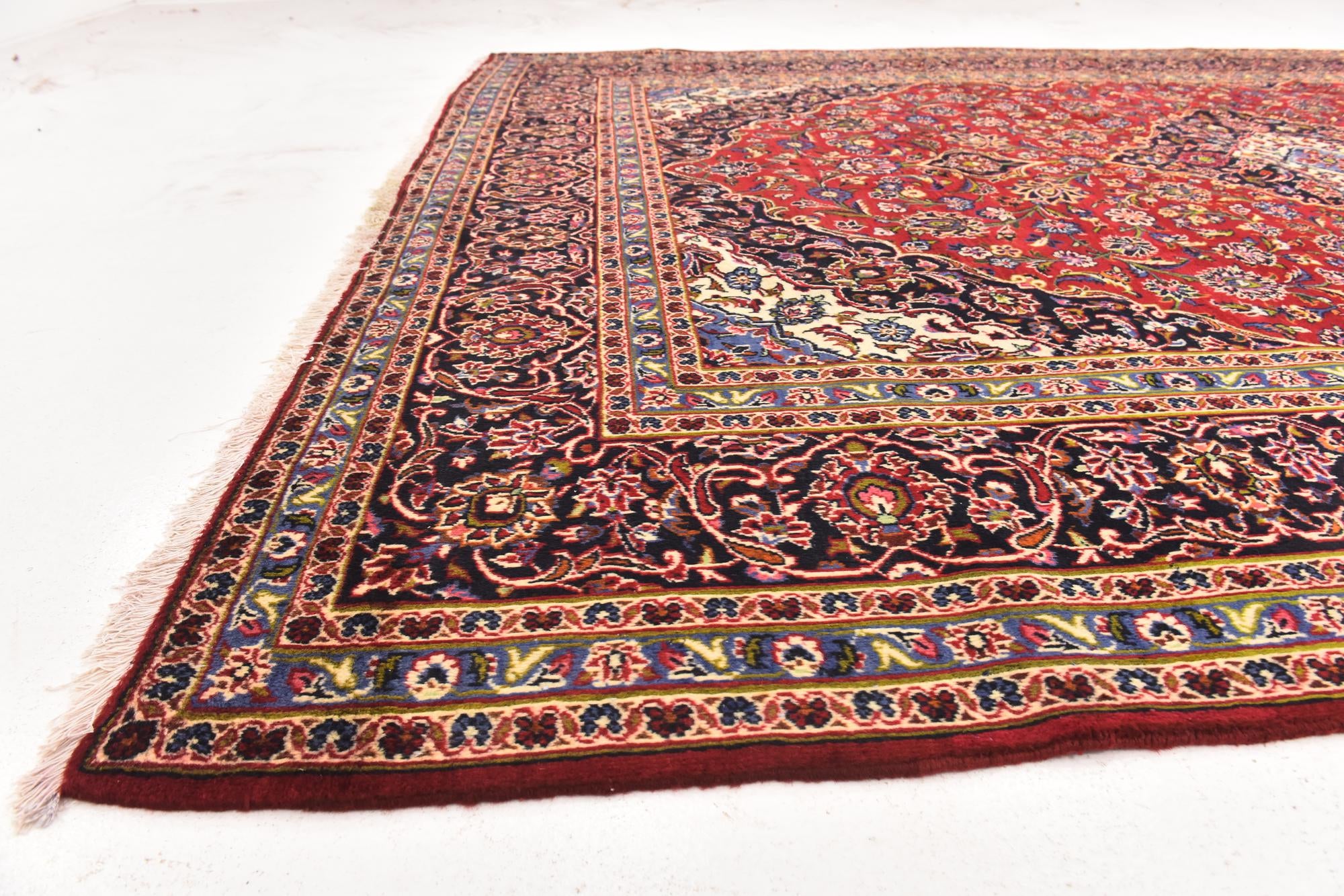 9' 8 x 13' 3 Hand Knotted Kashan Persian Wool Rug