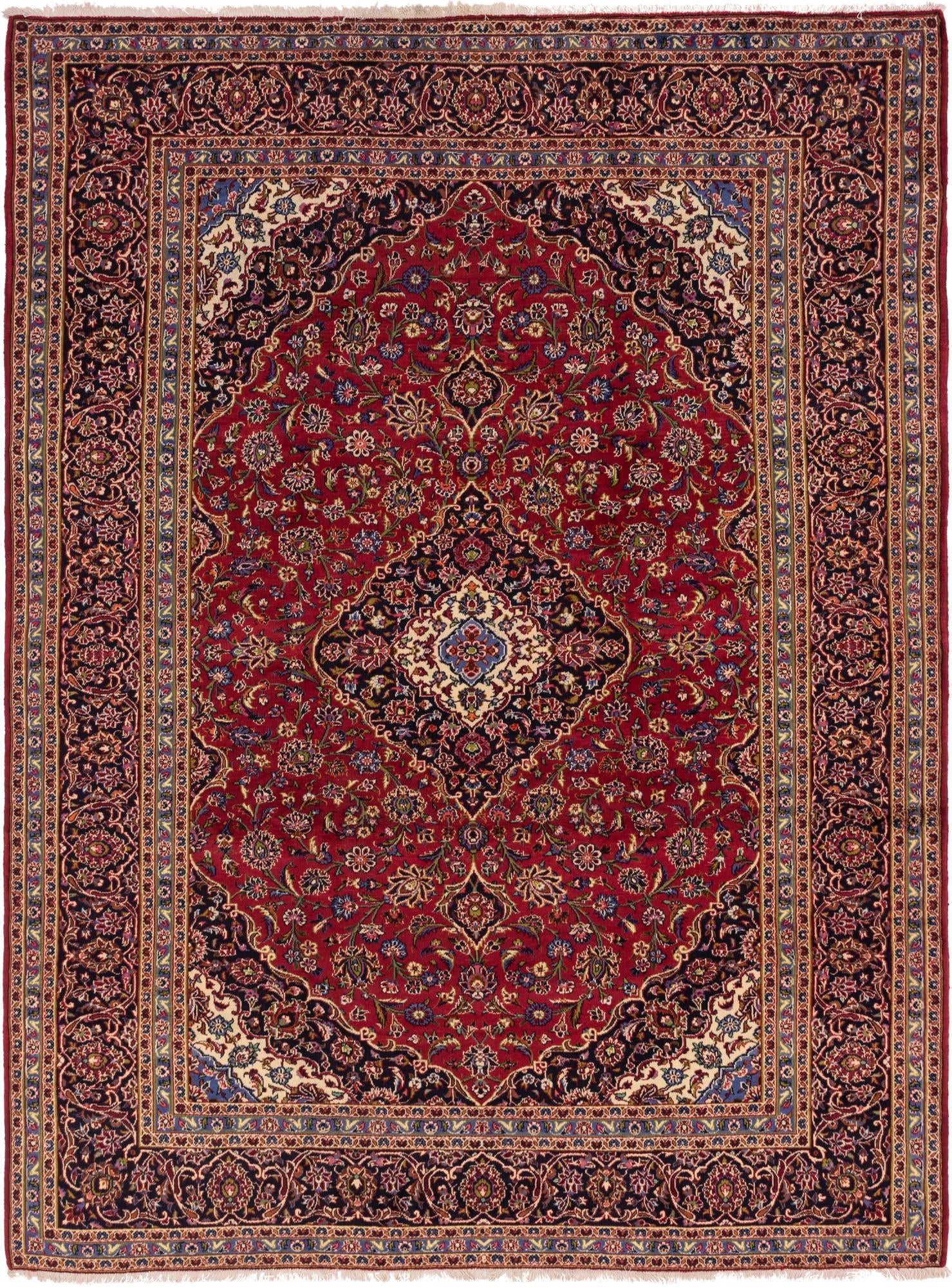 9' 8 x 13' 3 Hand Knotted Kashan Persian Wool Rug