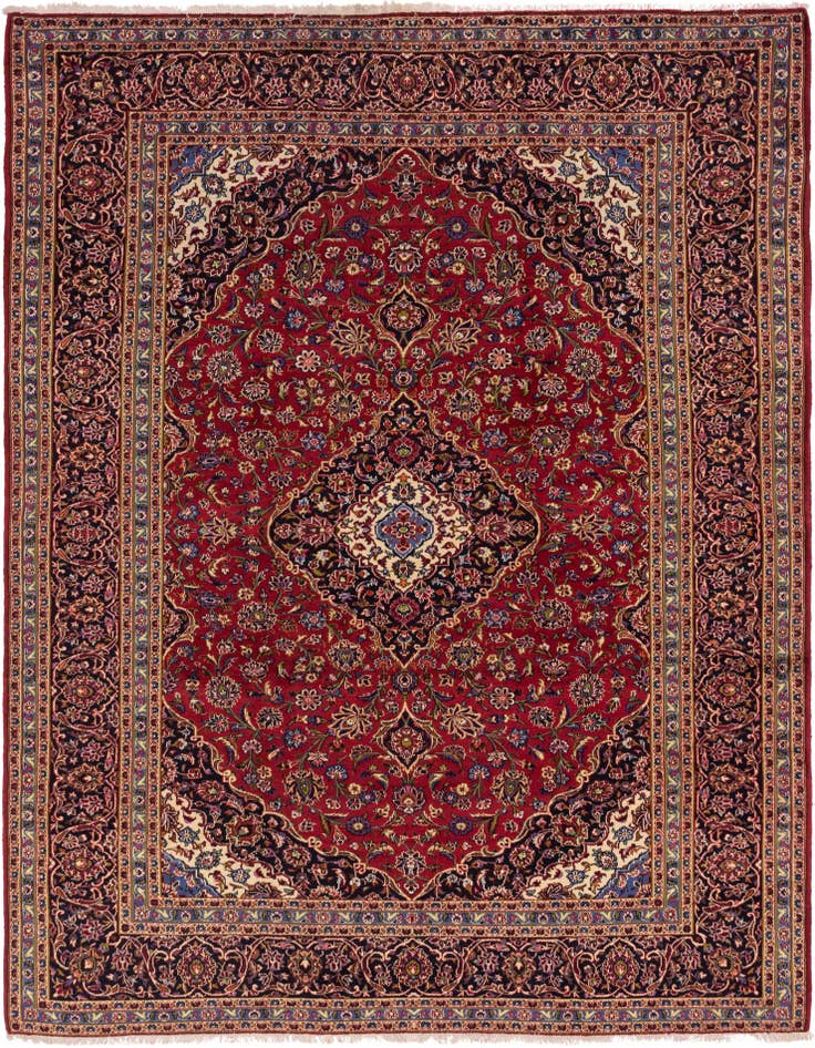Detail image of 9' 8 x 13' 3 Hand Knotted Kashan Persian Wool Rug