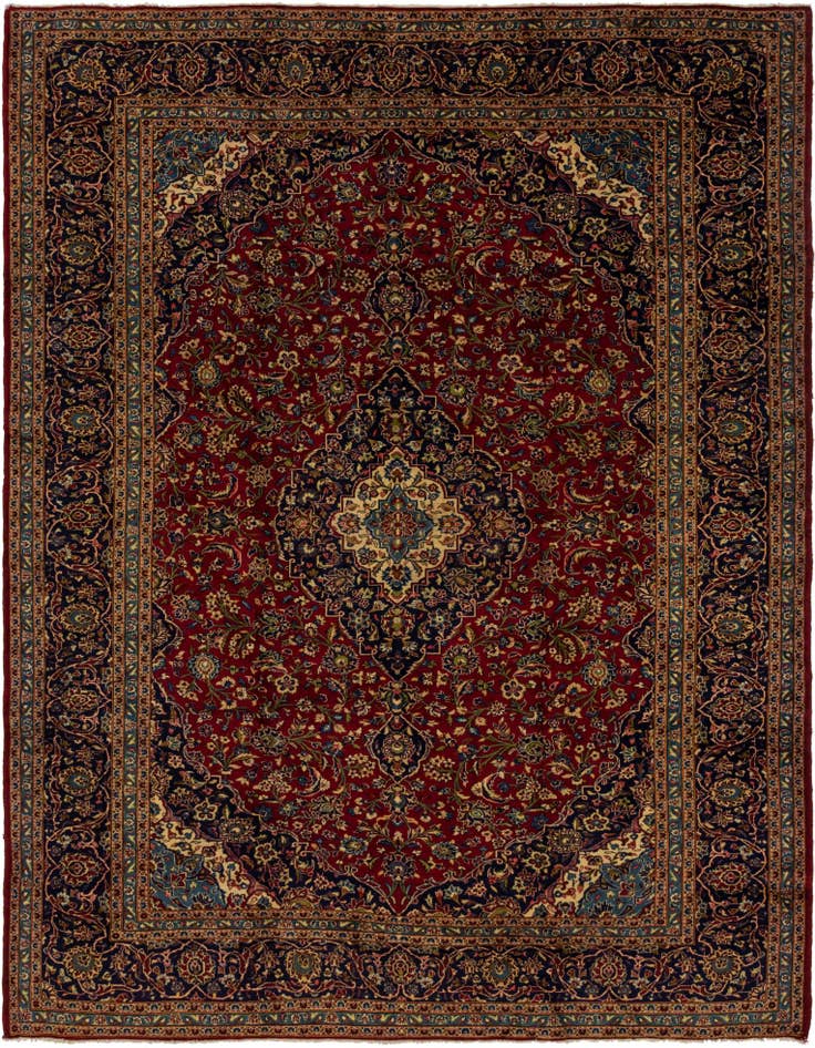 Detail image of 10' x 12' 10 Hand Knotted Kashan Persian Wool Rug