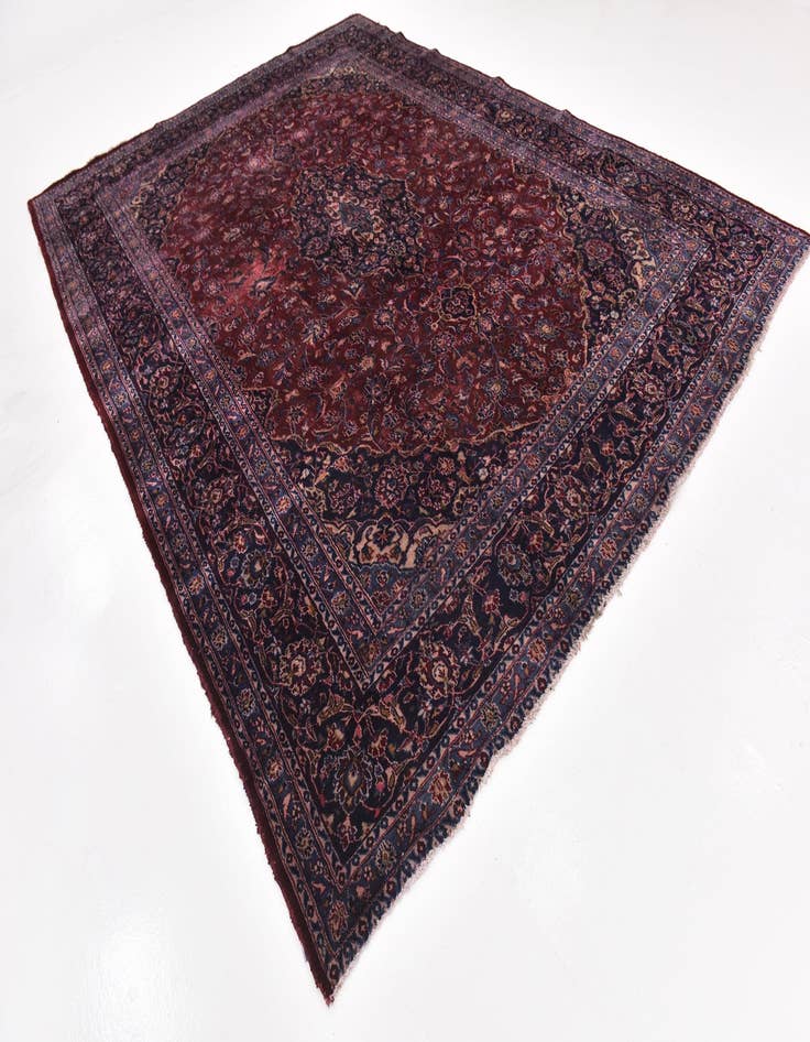 Detail image of 9' 10 x 12' 9 Hand Knotted Kashan Persian Wool Rug