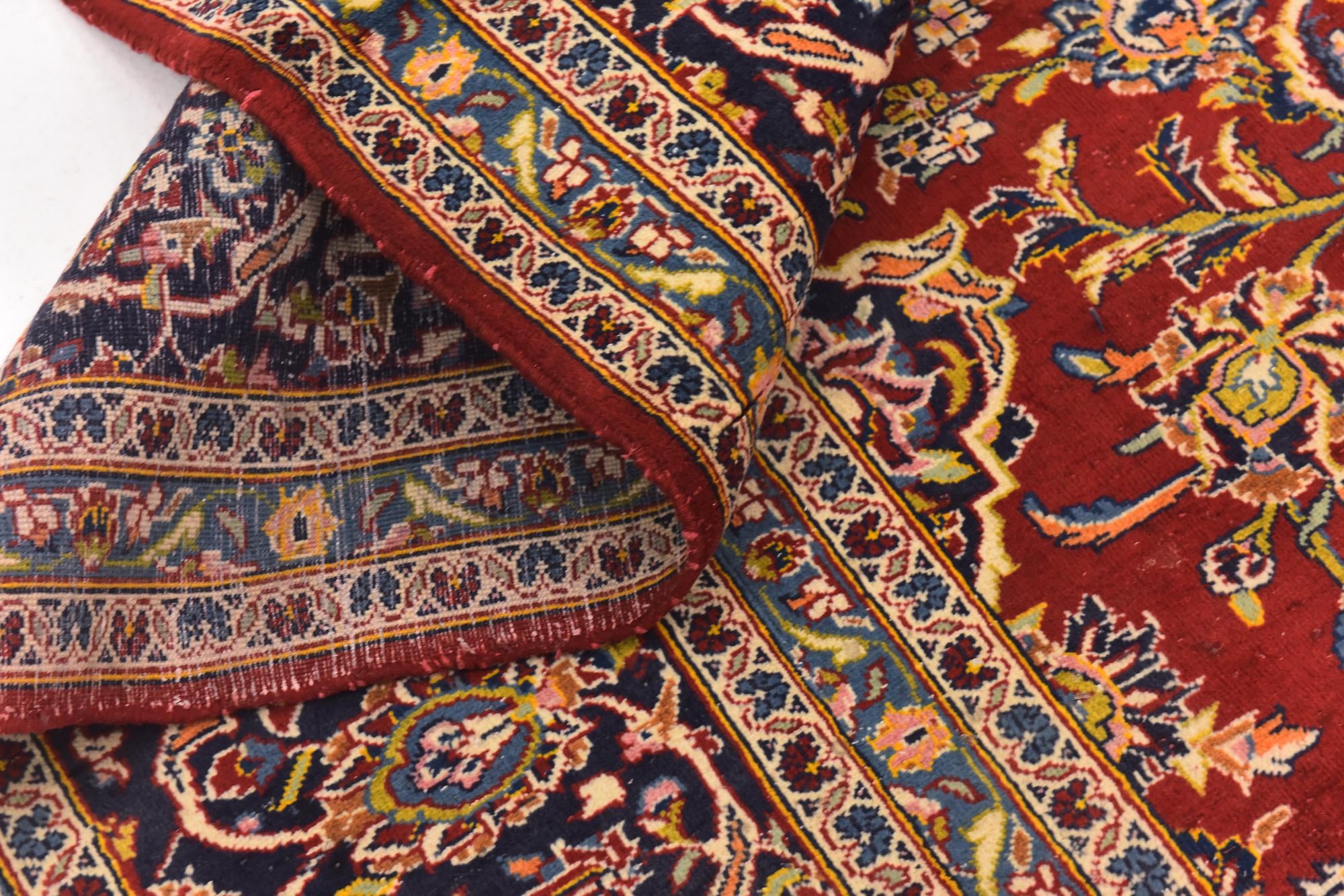 10' x 12' 9 Hand Knotted Kashan Persian Wool Rug