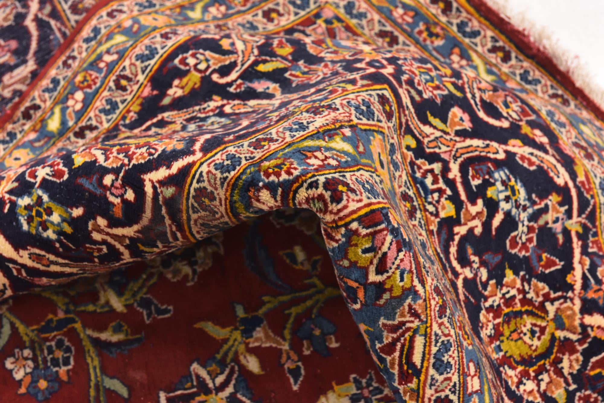 10' x 12' 9 Hand Knotted Kashan Persian Wool Rug