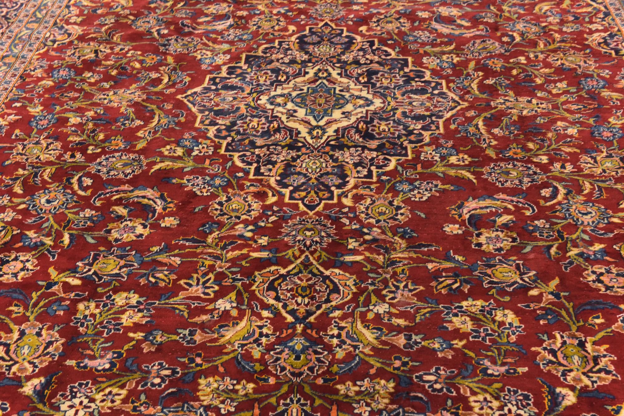 10' x 12' 9 Hand Knotted Kashan Persian Wool Rug