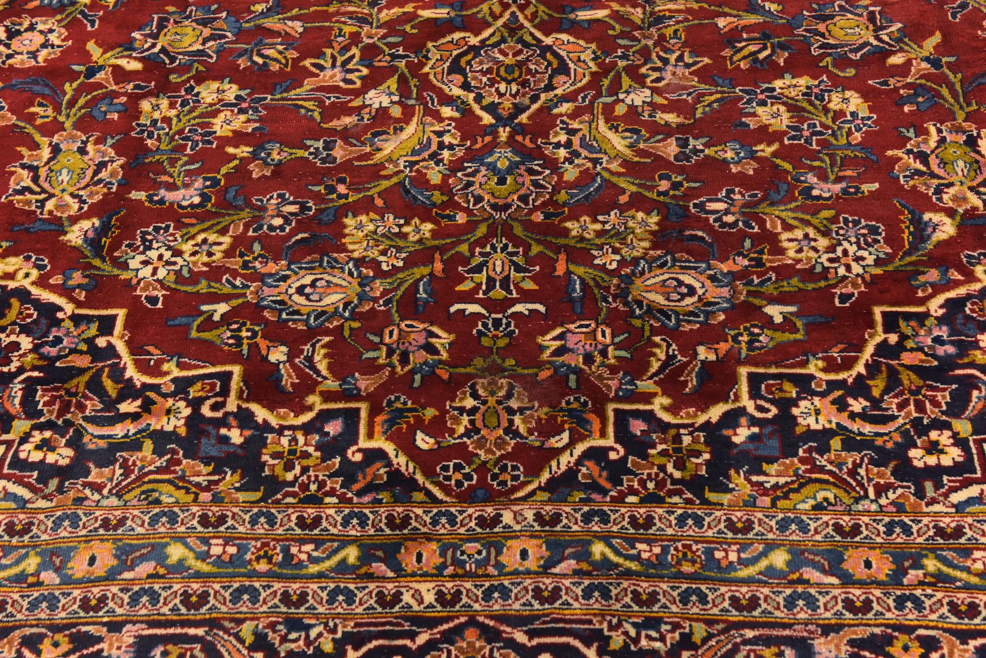 10' x 12' 9 Hand Knotted Kashan Persian Wool Rug