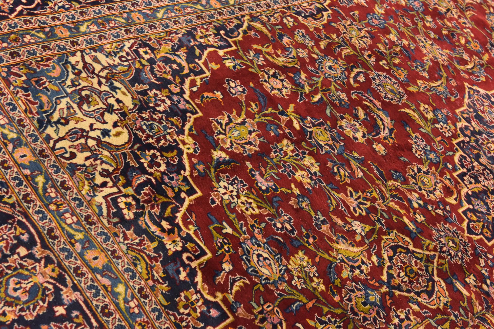 10' x 12' 9 Hand Knotted Kashan Persian Wool Rug