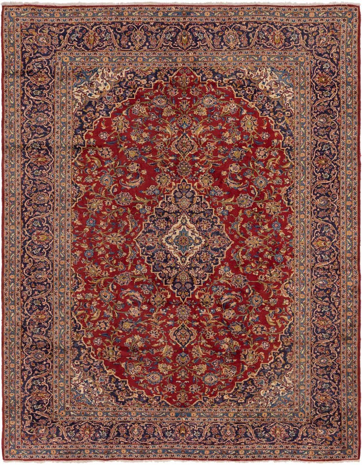 Detail image of 10' x 12' 9 Hand Knotted Kashan Persian Wool Rug