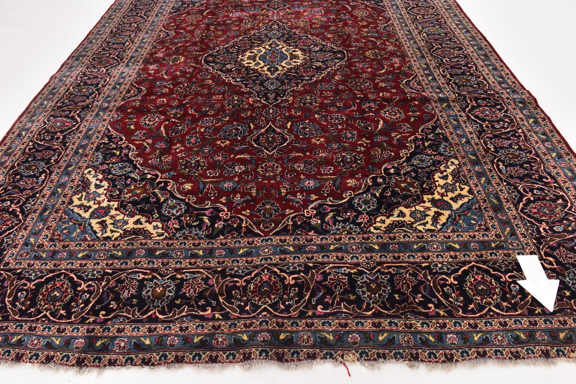9' 9 x 13' 3 Hand Knotted Kashan Persian Wool Rug