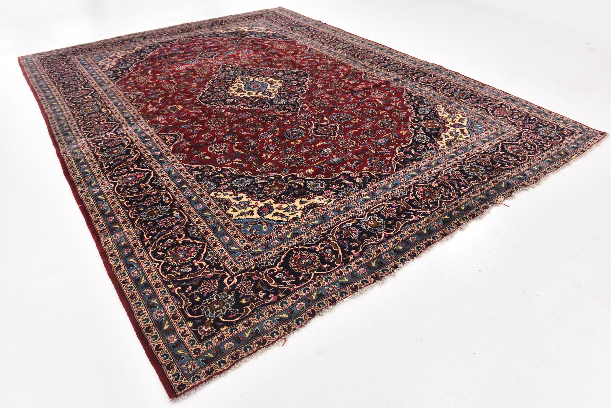 9' 9 x 13' 3 Hand Knotted Kashan Persian Wool Rug