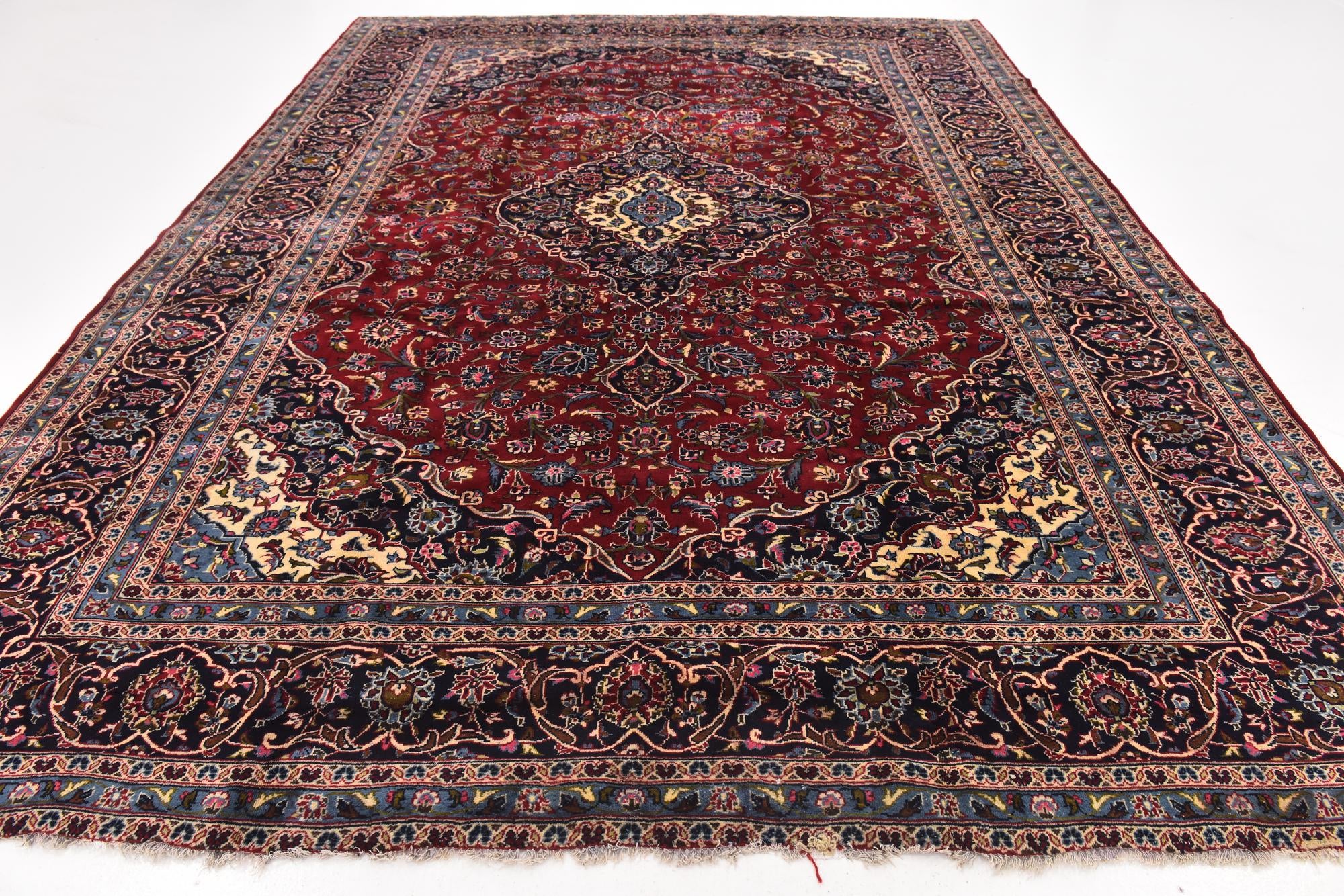 9' 9 x 13' 3 Hand Knotted Kashan Persian Wool Rug
