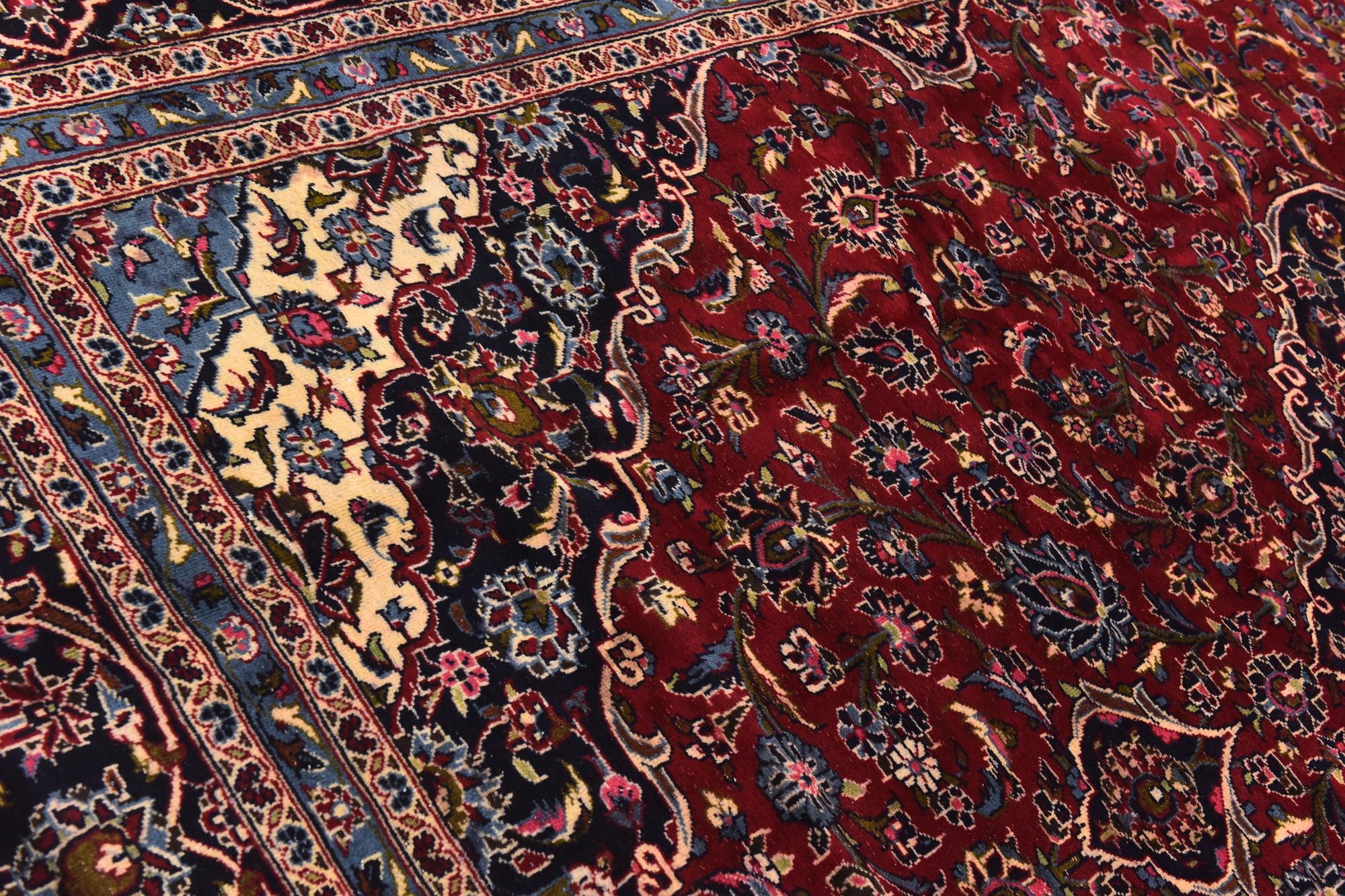 9' 9 x 13' 3 Hand Knotted Kashan Persian Wool Rug