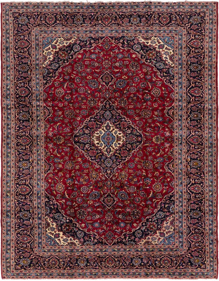 Detail image of 9' 9 x 13' 3 Hand Knotted Kashan Persian Wool Rug