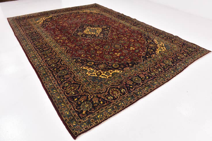 Detail image of 9' 7 x 13' Hand Knotted Kashan Persian Wool Rug