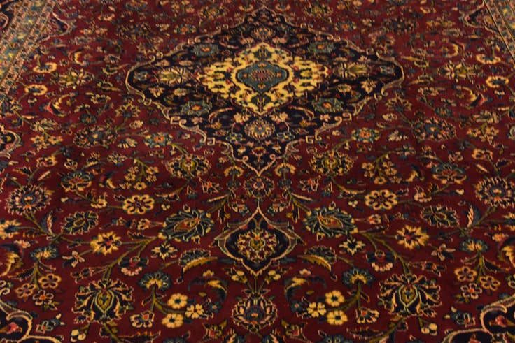 Detail image of 9' 7 x 13' Hand Knotted Kashan Persian Wool Rug