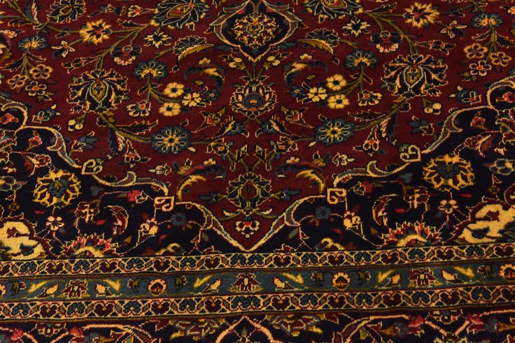 Detail image of 9' 7 x 13' Hand Knotted Kashan Persian Wool Rug
