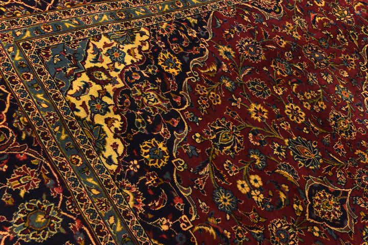 9' 7 x 13' Hand Knotted Kashan Persian Wool Rug
