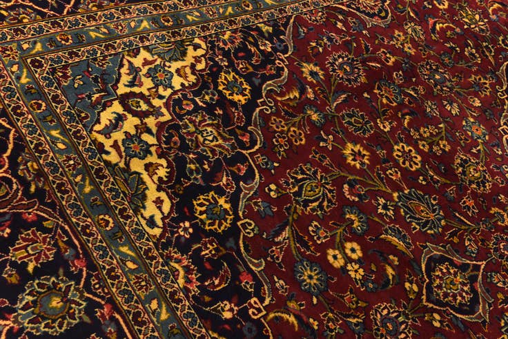 Detail image of 9' 7 x 13' Hand Knotted Kashan Persian Wool Rug