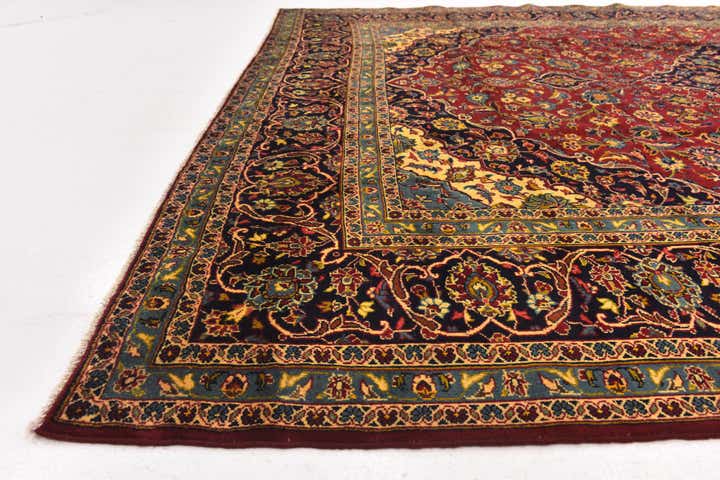 9' 7 x 13' Hand Knotted Kashan Persian Wool Rug