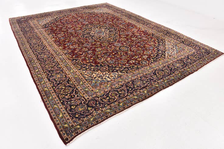 Detail image of 9' 10 x 12' 6 Hand Knotted Kashan Persian Wool Rug