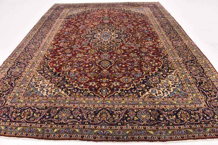 9' 10 x 12' 6 Hand Knotted Kashan Persian Wool Rug