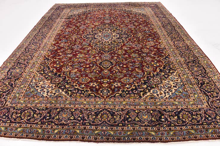 Detail image of 9' 10 x 12' 6 Hand Knotted Kashan Persian Wool Rug