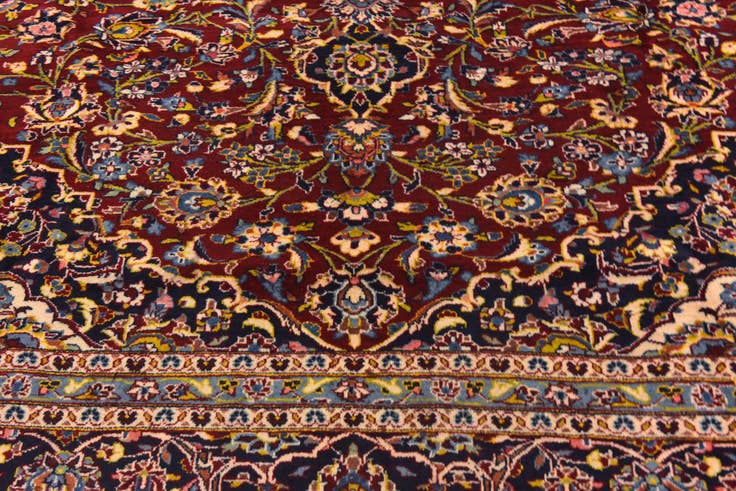 Detail image of 9' 10 x 12' 6 Hand Knotted Kashan Persian Wool Rug