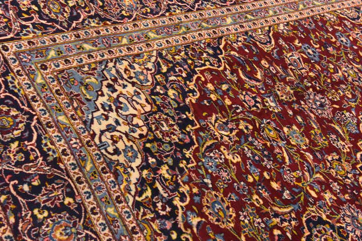 9' 10 x 12' 6 Hand Knotted Kashan Persian Wool Rug