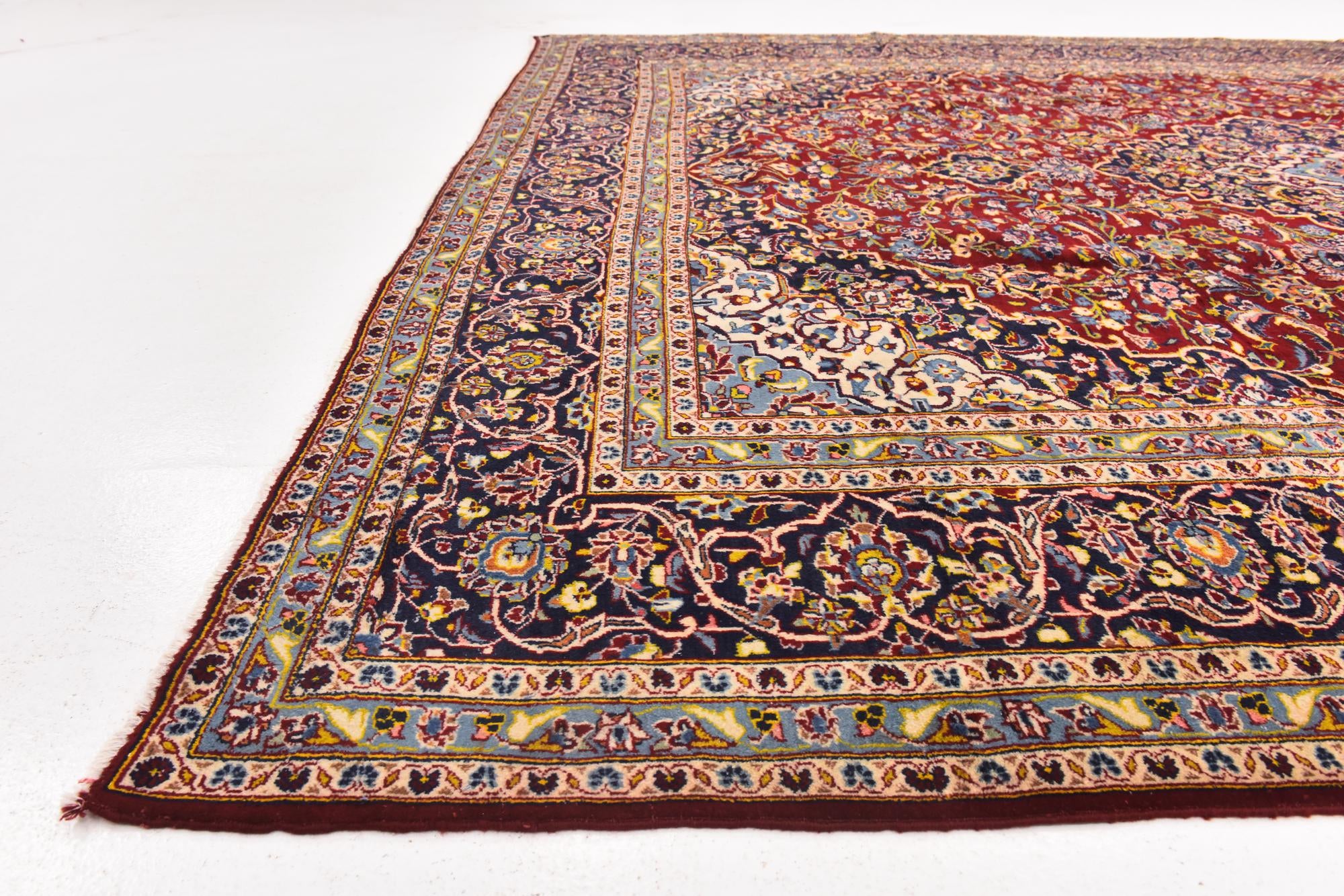 9' 10 x 12' 6 Hand Knotted Kashan Persian Wool Rug
