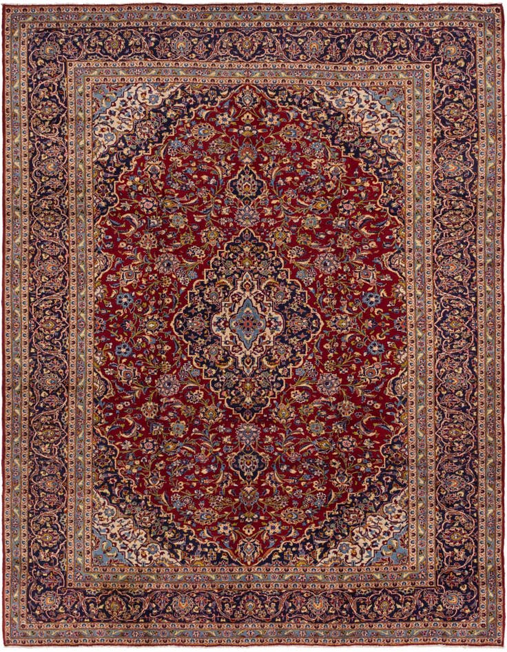 Detail image of 9' 10 x 12' 6 Hand Knotted Kashan Persian Wool Rug