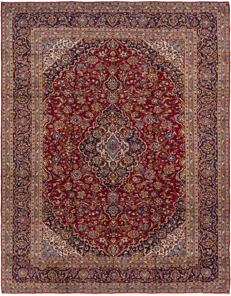 Detail image of 9' 10 x 12' 6 Hand Knotted Kashan Persian Wool Rug