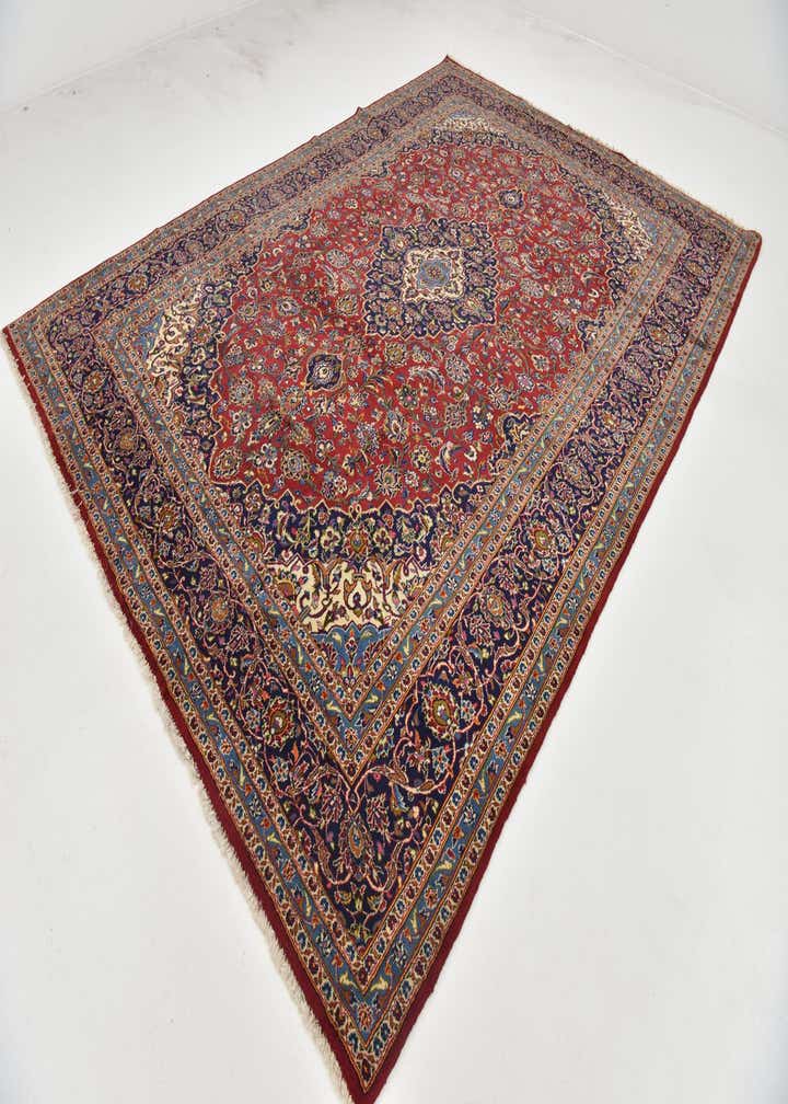 9' 8 x 13' Hand Knotted Kashan Persian Wool Rug