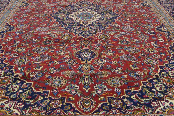 9' 8 x 13' Hand Knotted Kashan Persian Wool Rug