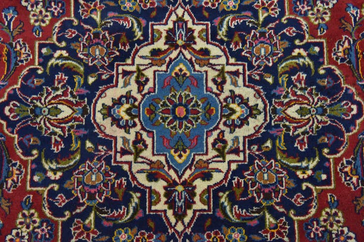 Detail image of 9' 8 x 13' Hand Knotted Kashan Persian Wool Rug