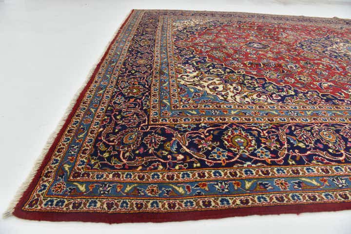 9' 8 x 13' Hand Knotted Kashan Persian Wool Rug