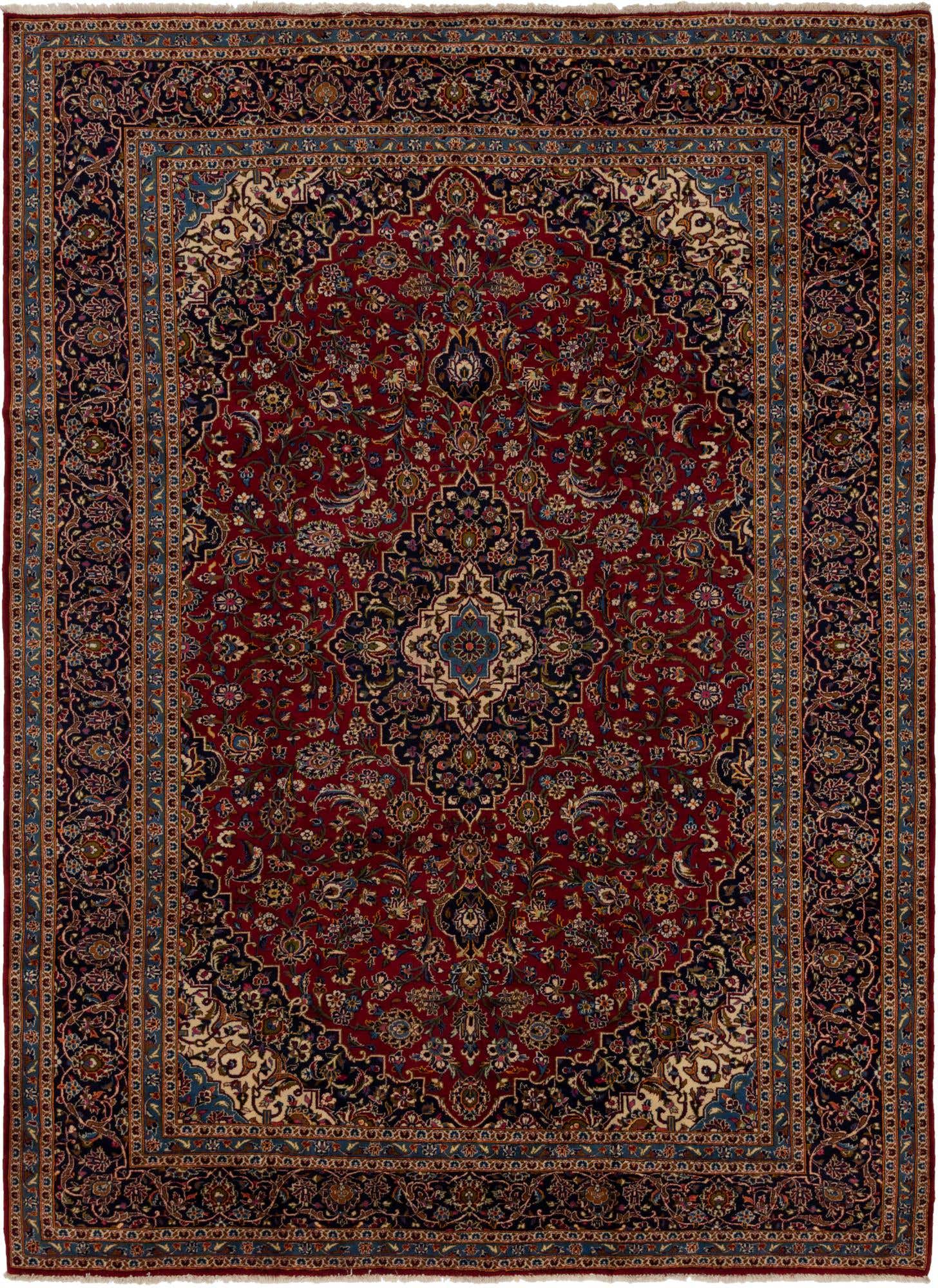 9' 8 x 13' Hand Knotted Kashan Persian Wool Rug