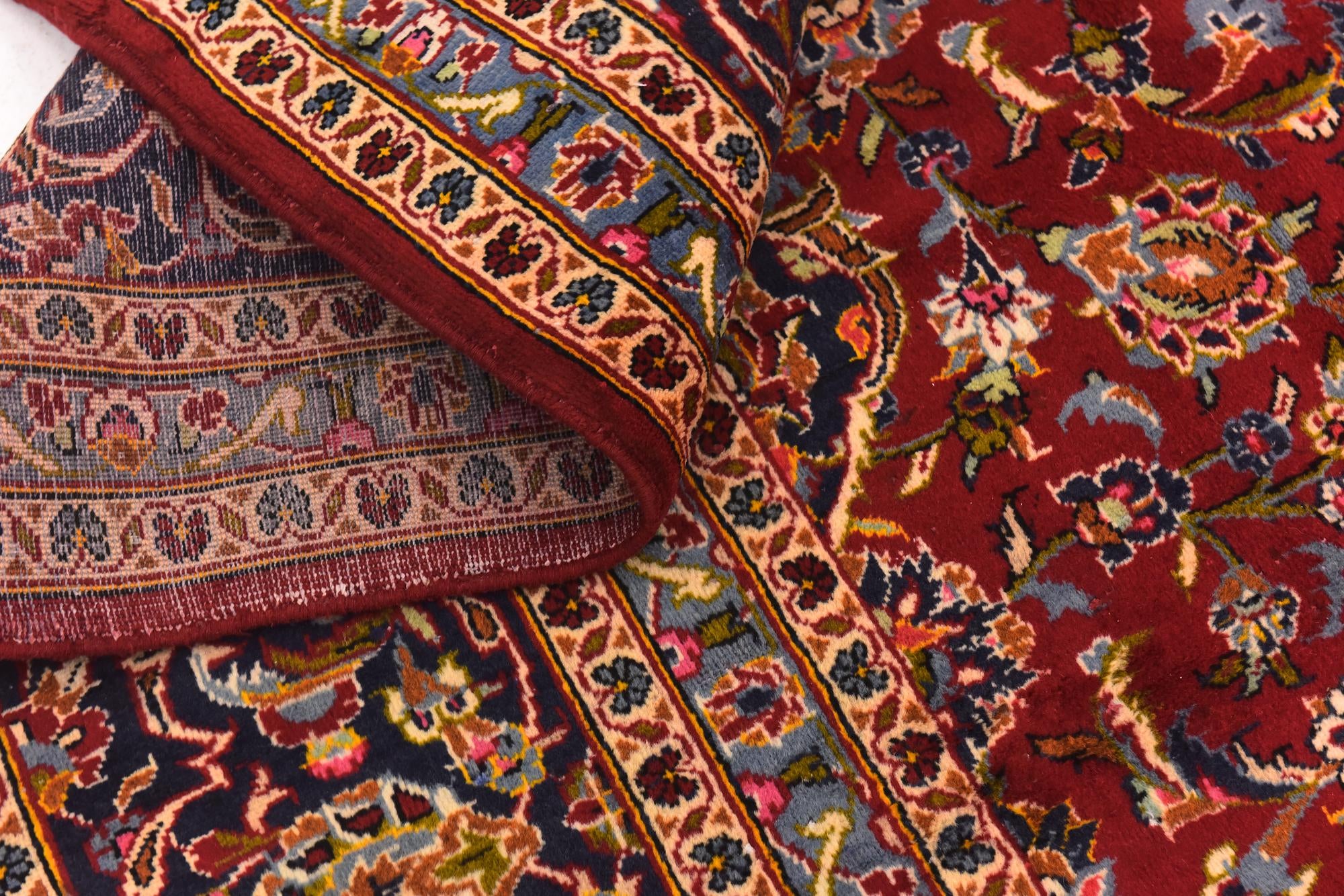 9' 7 x 13' 3 Hand Knotted Kashan Persian Wool Rug