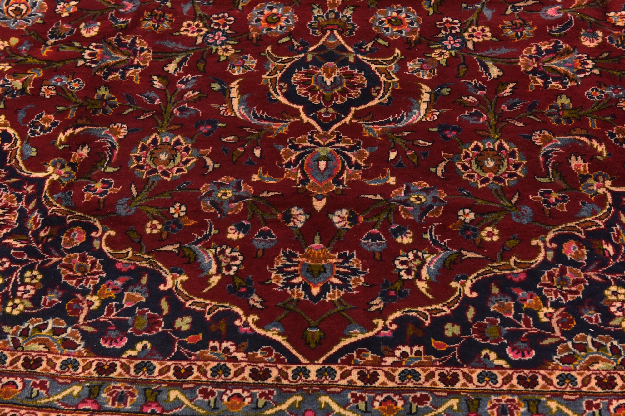 9' 7 x 13' 3 Hand Knotted Kashan Persian Wool Rug