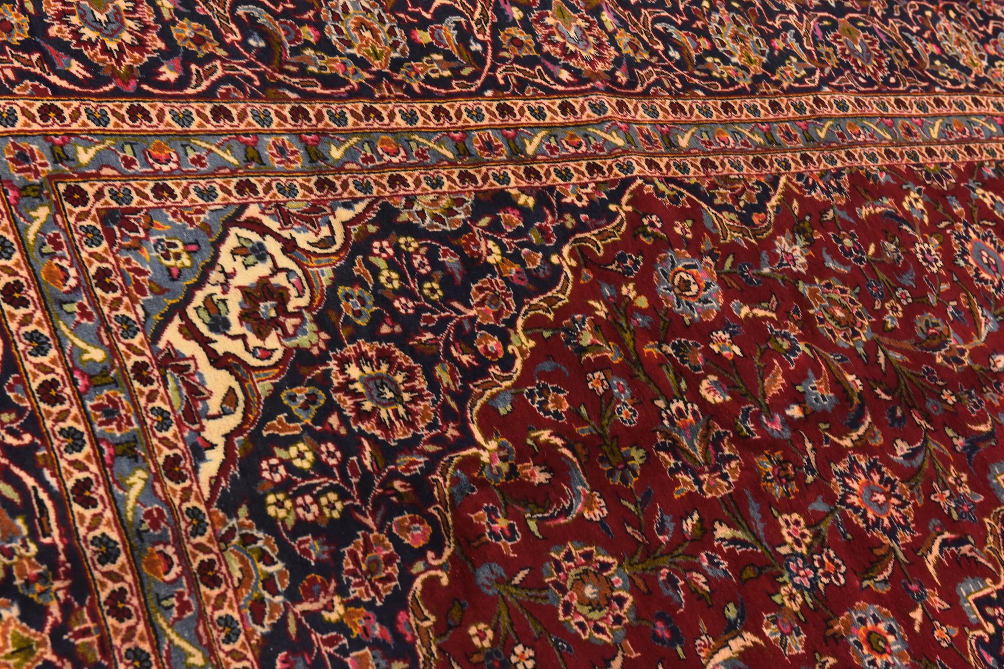 9' 7 x 13' 3 Hand Knotted Kashan Persian Wool Rug