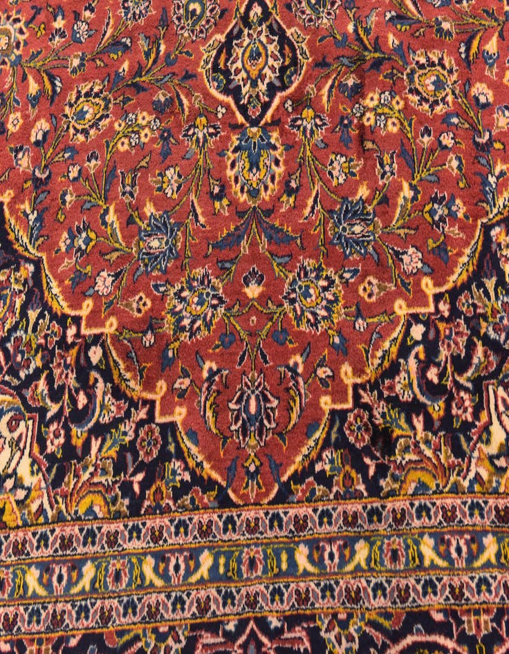 Detail image of 9' 10 x 13' 7 Hand Knotted Kashan Persian Wool Rug