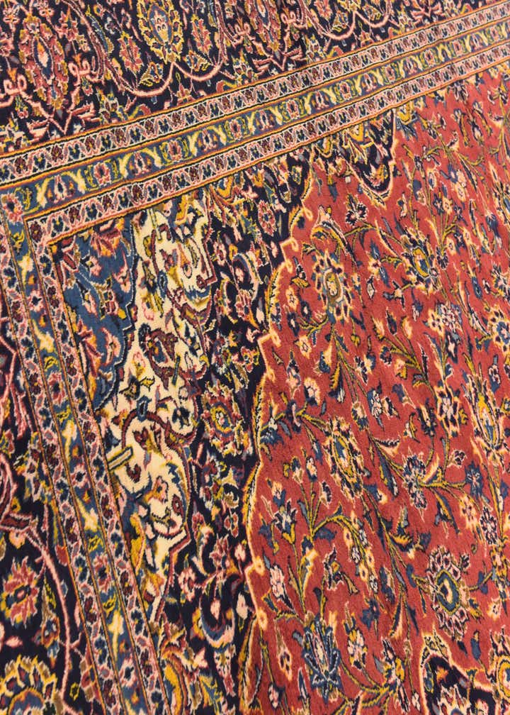 9' 10 x 13' 7 Hand Knotted Kashan Persian Wool Rug