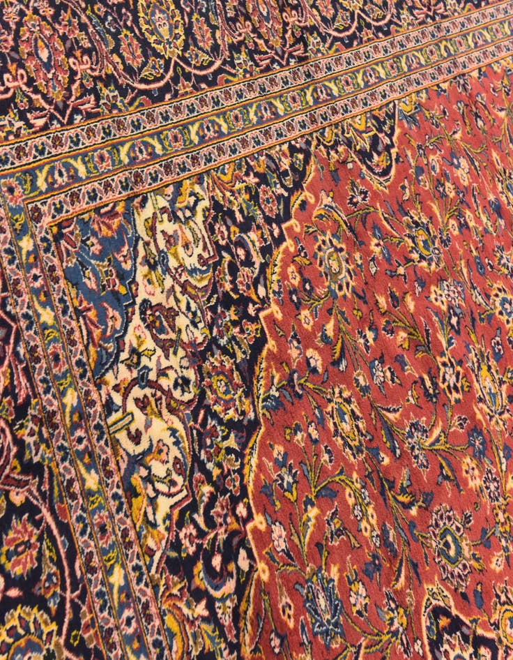 Detail image of 9' 10 x 13' 7 Hand Knotted Kashan Persian Wool Rug