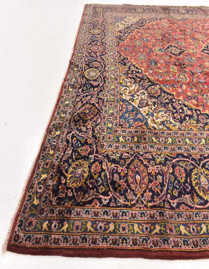 Detail image of 9' 10 x 13' 7 Hand Knotted Kashan Persian Wool Rug