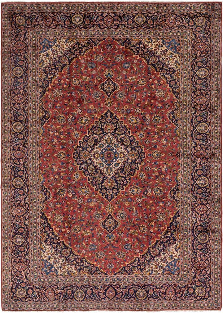 9' 10 x 13' 7 Hand Knotted Kashan Persian Wool Rug
