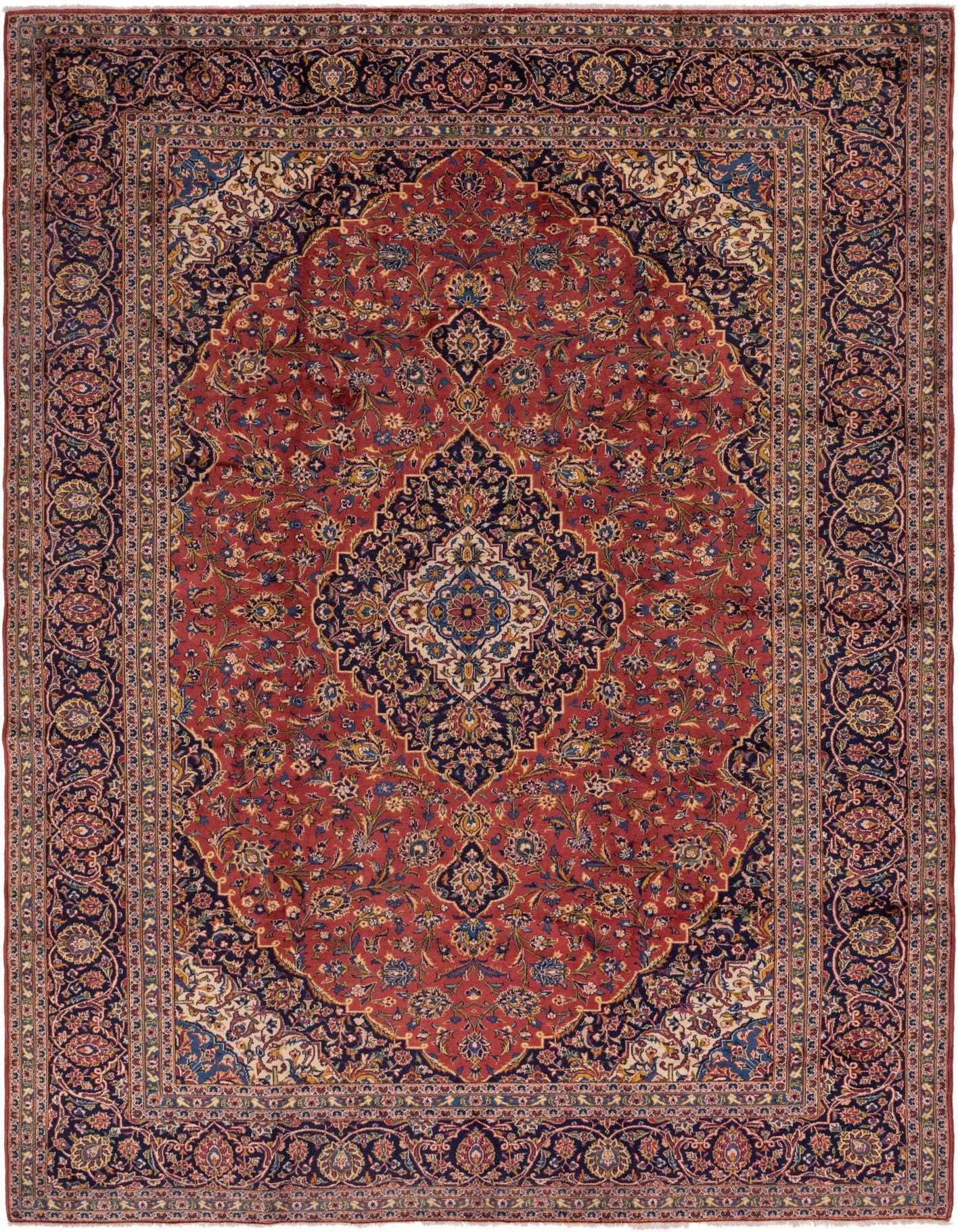 9' 10 x 13' 7 Hand Knotted Kashan Persian Wool Rug